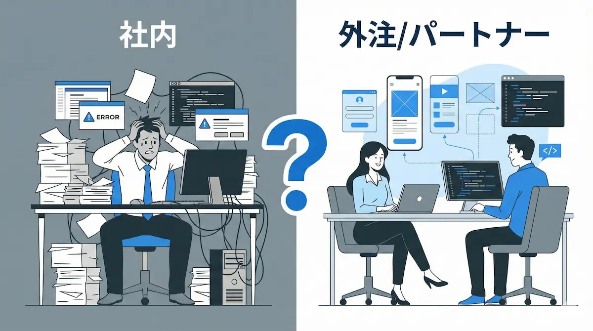 Web担当者は「社内で育てる」or「外注する」？中小企業が失敗しないWeb体制の作り方